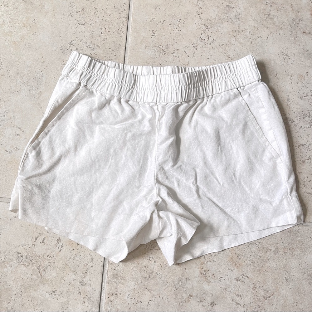 J. Crew Set of 2 Summer Pocketed High Waist Shorts Navy Blue White - Picture 4 of 6